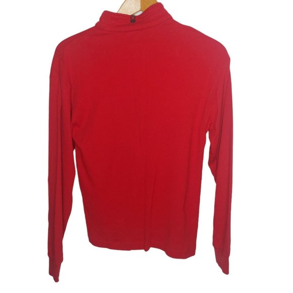 Spyder Mens Small Base Layer Shirt Red Pullover Webbed 1/4 Zip Long Sleeve - Picture 2 of 10